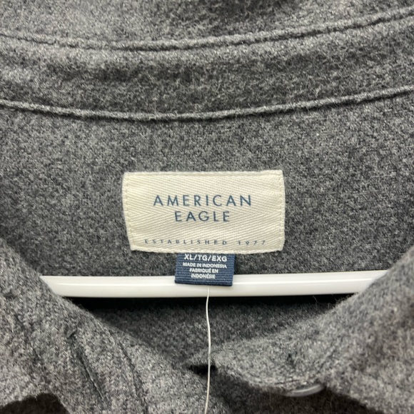 American Eagle NWT Fleece Button Down LS Shirt Gray Casual Men’s XL 100% Cotton - Picture 3 of 8